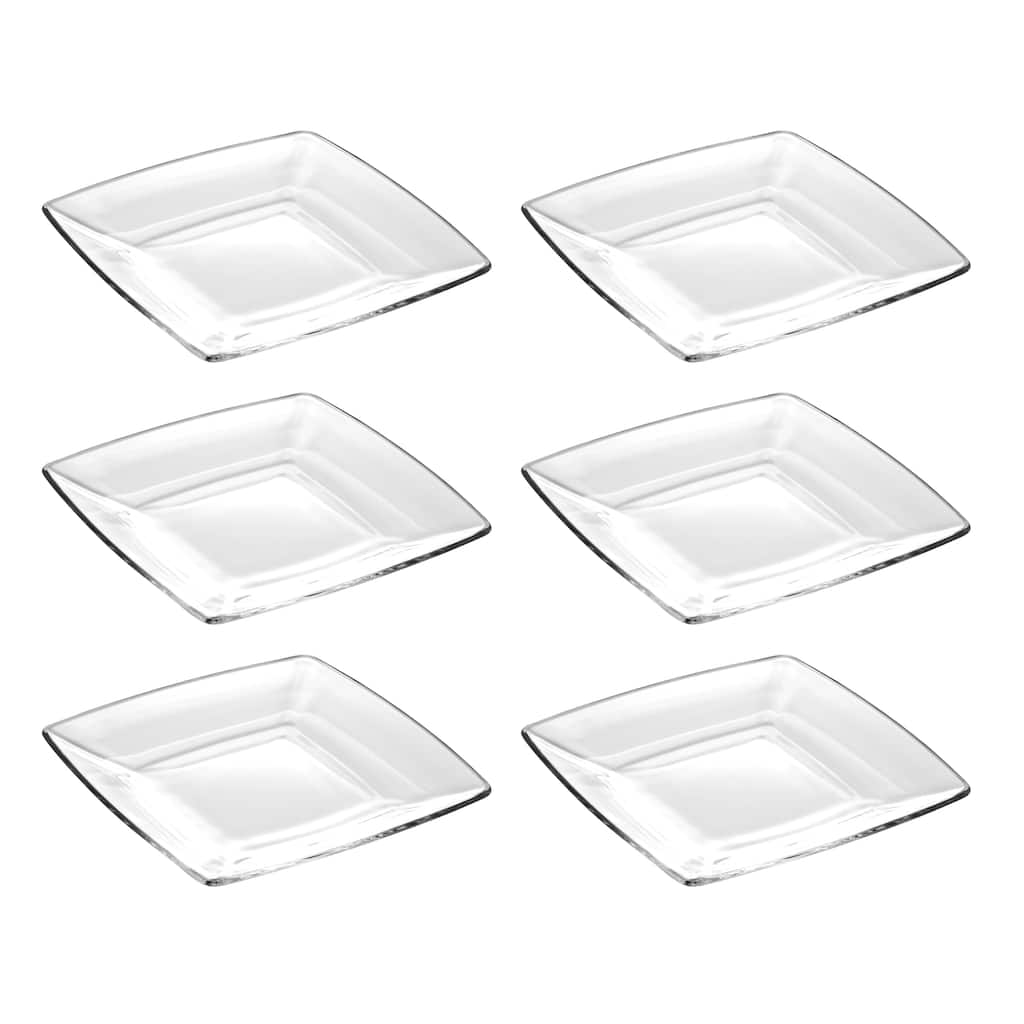 Majestic Gifts European High Quality Glass Square Dinner Plates- 9" Diameter- S/6