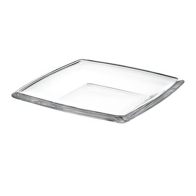 Majestic Gifts European High Quality Glass Salad/ Dessert Square Plates- 7" Diameter- S/6