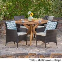 Cedros Outdoor 5 Piece Wicker Dining Set with Dining Table by Christopher Knight Home