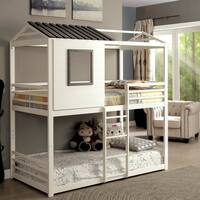 Furniture of America Vaia Traditional White Twin/Twin Metal Bunk Bed