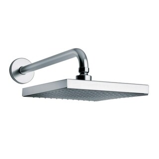 Handmade 8" Rain Shower Head with 12" Shower Arm and Flange. Opens flyout.