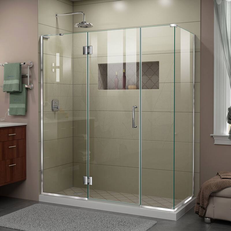 DreamLine Unidoor-X 63 1/2 in. W x 34 3/8 in. D x 72 in. H Frameless Hinged Shower Enclosure - 34.38" x 63.5" - 34.38" x 63.5"