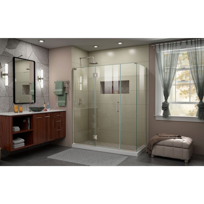 DreamLine Unidoor-X 63 1/2 in. W x 34 3/8 in. D x 72 in. H Frameless Hinged Shower Enclosure - 34.38" x 63.5" - 34.38" x 63.5"