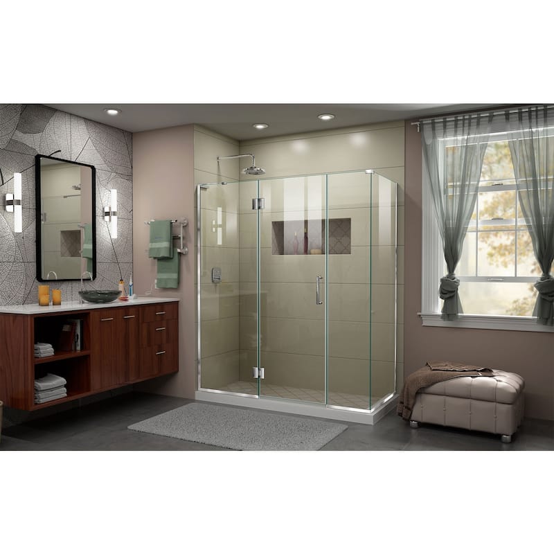 DreamLine Unidoor-X 64 1/2 in. W x 30 3/8 in. D x 72 in. H Frameless Hinged Shower Enclosure - 30.38" x 64.5" - 30.38" x 64.5" - Chrome Finish