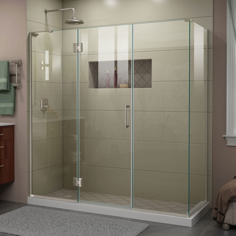 DreamLine Unidoor-X 69 1/2 in. W x 30 3/8 in. D x 72 in. H Frameless Hinged Shower Enclosure - 30.38" x 69.5" - 30.38" x 69.5"