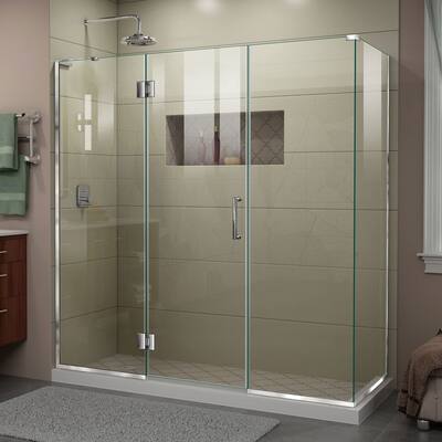 DreamLine Unidoor-X 69 1/2 in. W x 30 3/8 in. D x 72 in. H Frameless Hinged Shower Enclosure - 30.38" x 69.5" - 30.38" x 69.5"