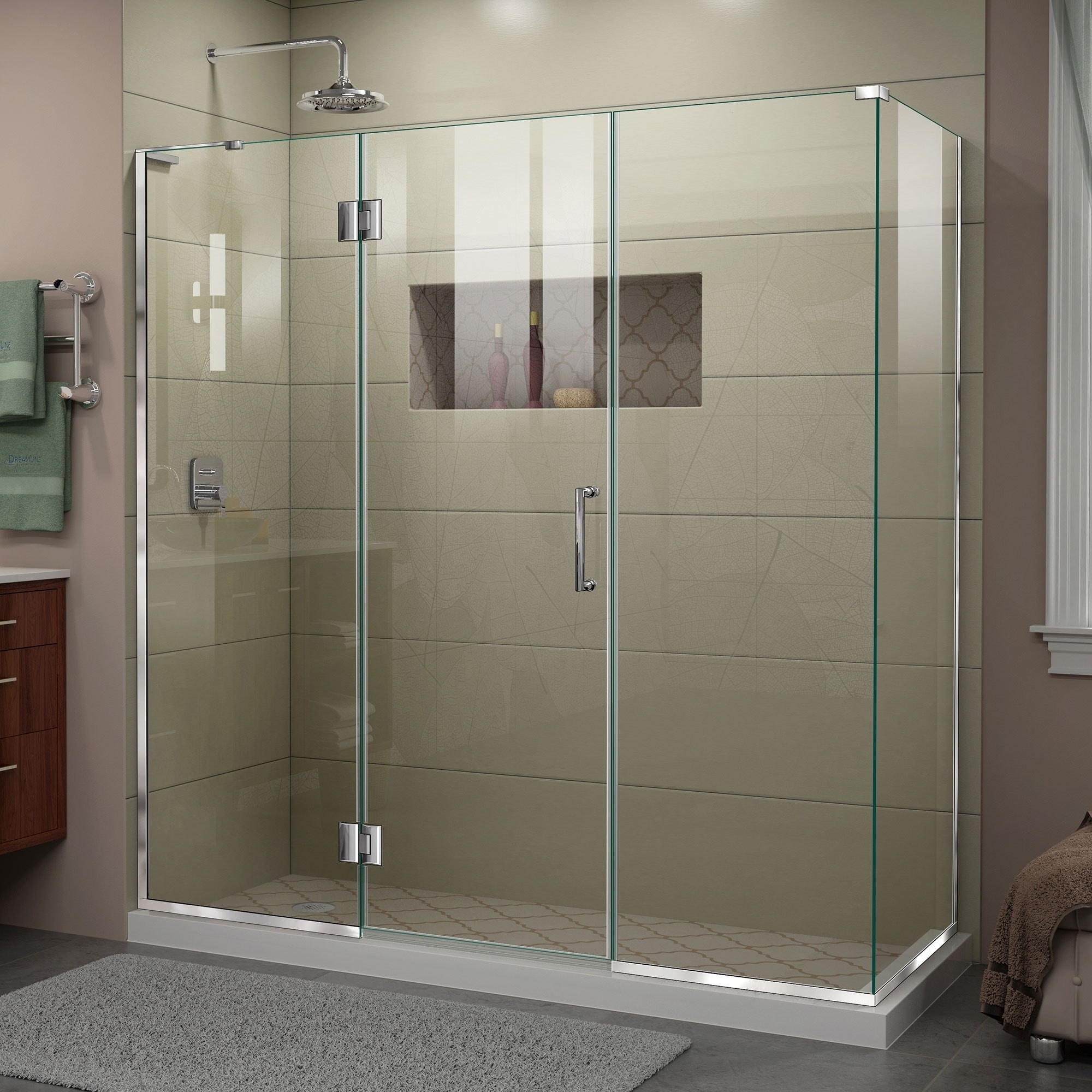 DreamLine Unidoor-X 69 1/2 in. W x 30 3/8 in. D x 72 in. H Frameless Hinged Shower Enclosure - 30.38" x 69.5" - 30.38" x 69.5"