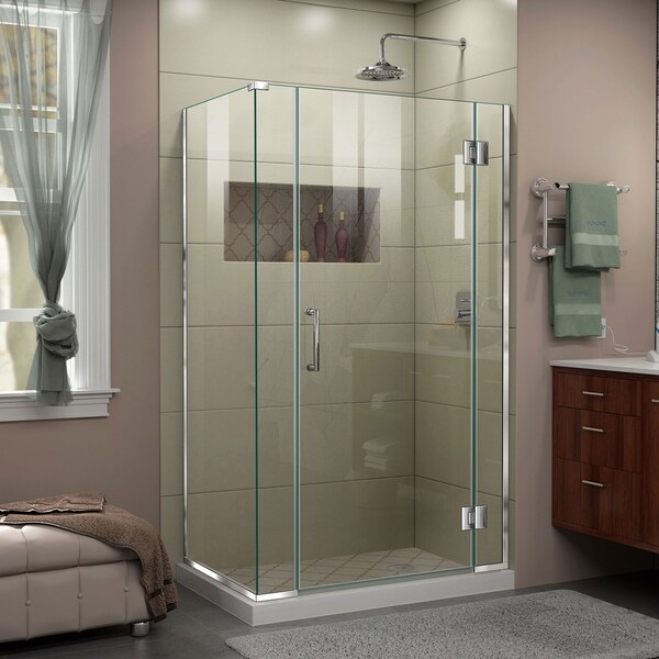 DreamLine Unidoor-X 39 1/2 in. W x 30 3/8 in. D x 72 in. H Frameless Hinged Shower Enclosure - 30.38" x 39.5"