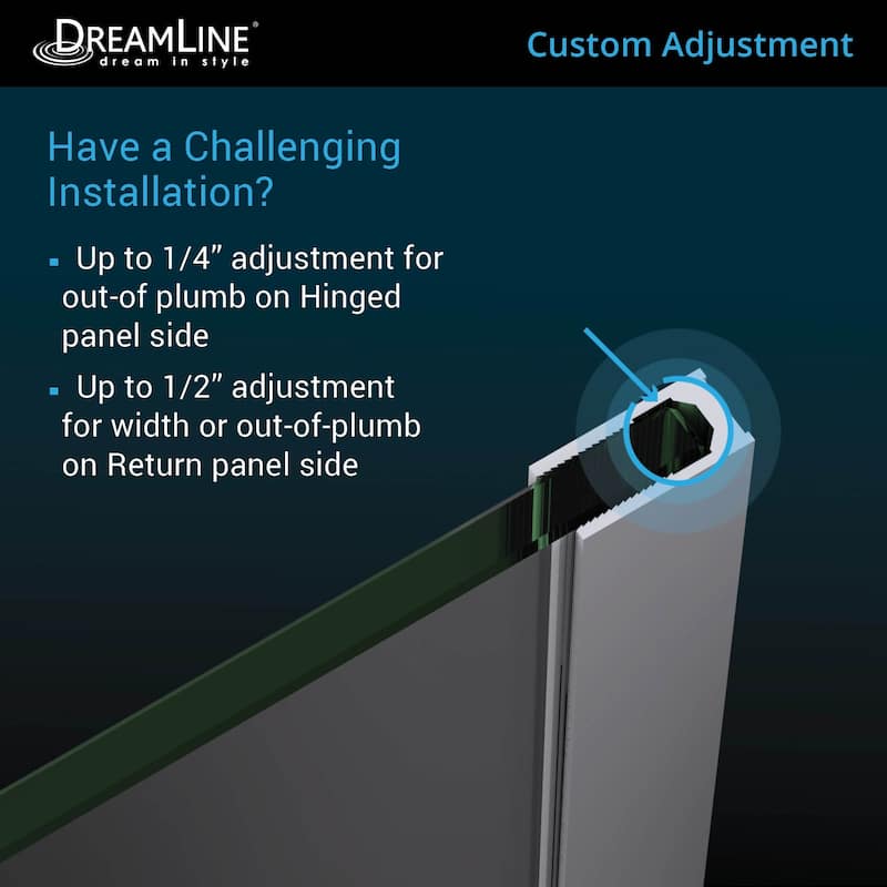 DreamLine Unidoor-X 70 1/2 in. W x 34 3/8 in. D x 72 in. H Frameless Hinged Shower Enclosure - 34.38" x 70.5"