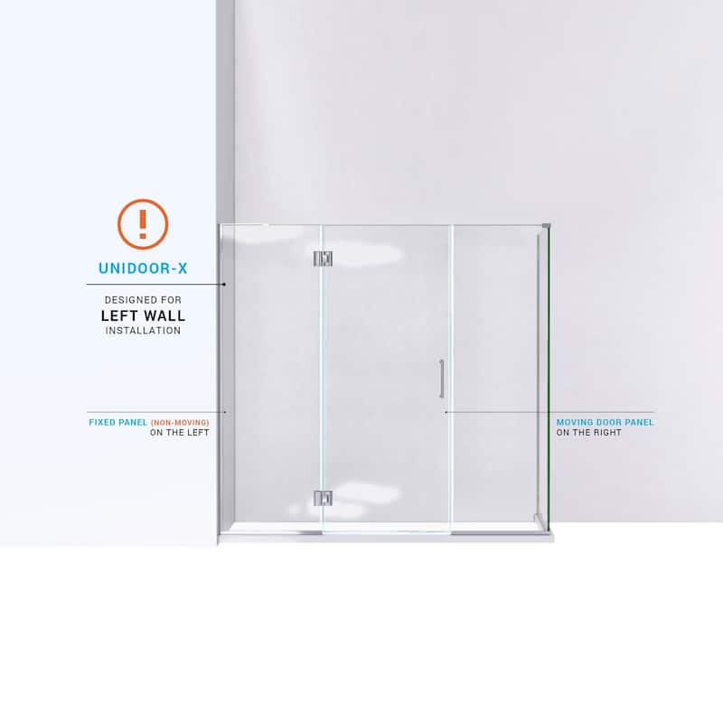 DreamLine Unidoor-X 70 1/2 in. W x 34 3/8 in. D x 72 in. H Frameless Hinged Shower Enclosure - 34.38" x 70.5"