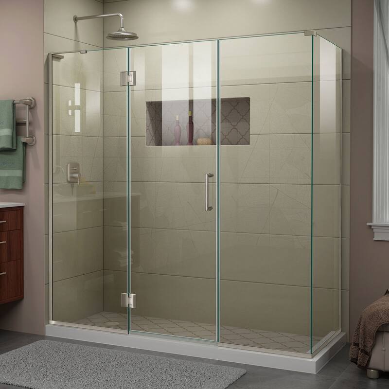 DreamLine Unidoor-X 70 in. W x 34 3/8 in. D x 72 in. H Frameless Hinged Shower Enclosure - 34.38" x 70" - 34.38" x 70"