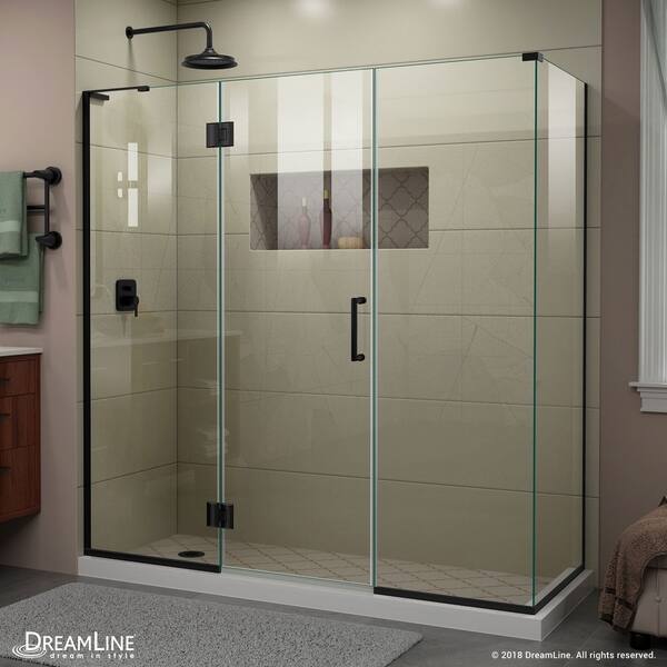 slide 2 of 31, DreamLine Unidoor-X 70 in. W x 34 3/8 in. D x 72 in. H Frameless Hinged Shower Enclosure - 34.38" x 70" - 34.38" x 70"