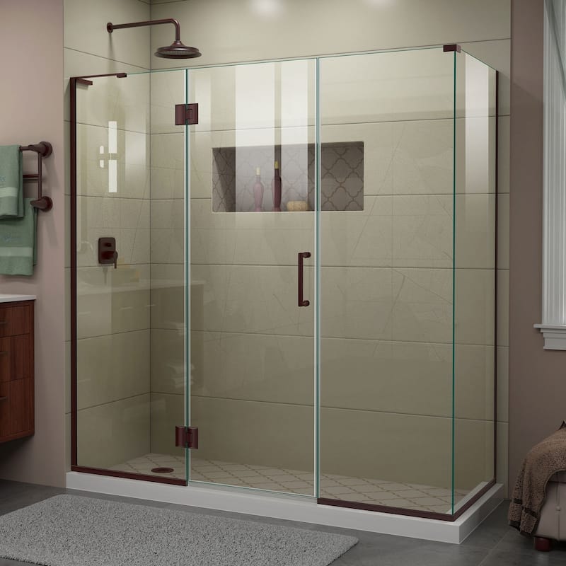 DreamLine Unidoor-X 70 in. W x 34 3/8 in. D x 72 in. H Frameless Hinged Shower Enclosure - 34.38" x 70" - 34.38" x 70"