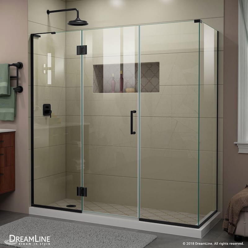 DreamLine Unidoor-X 70 in. W x 34 3/8 in. D x 72 in. H Frameless Hinged Shower Enclosure - 34.38" x 70" - 34.38" x 70"