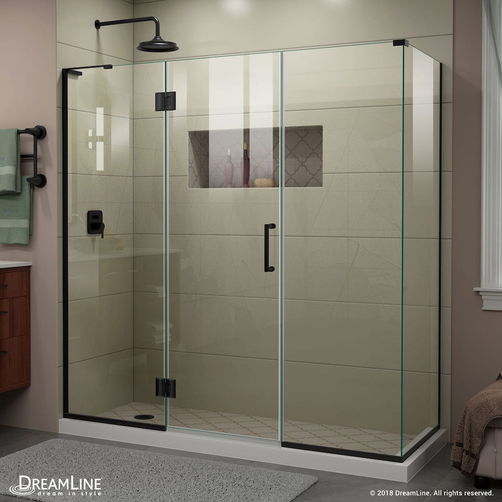DreamLine Unidoor-X 70 in. W x 34 3/8 in. D x 72 in. H Frameless Hinged Shower Enclosure - 34.38" x 70" - 34.38" x 70"