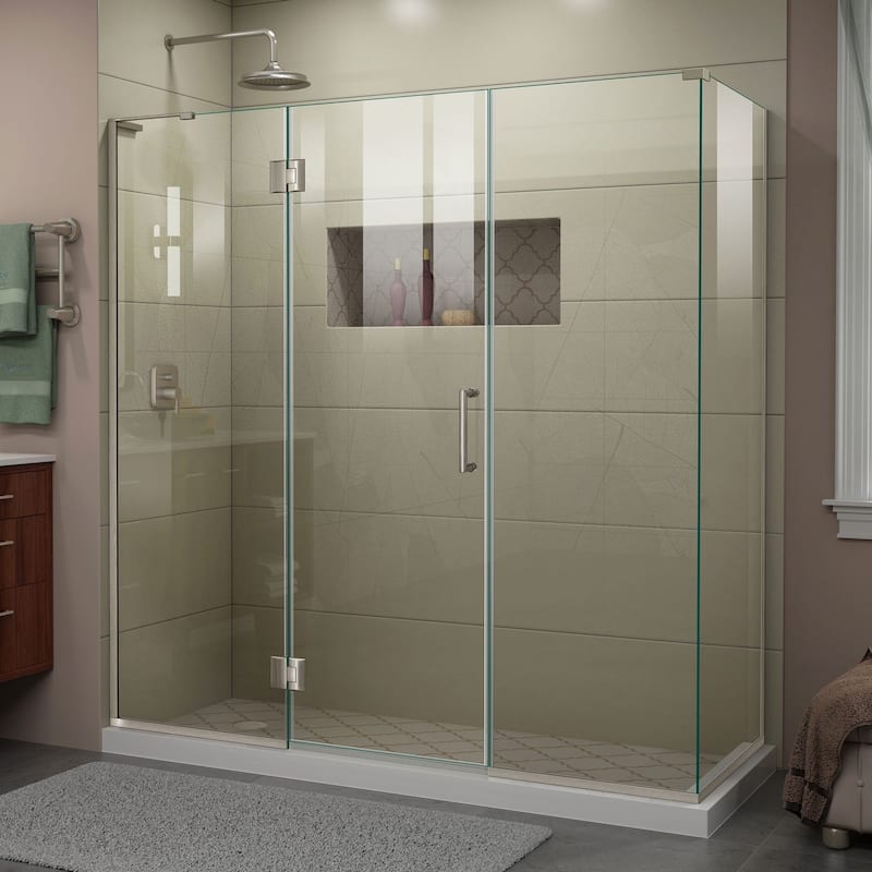 DreamLine Unidoor-X 69 1/2 in. W x 34 3/8 in. D x 72 in. H Frameless Hinged Shower Enclosure - 34.38" x 69.5"