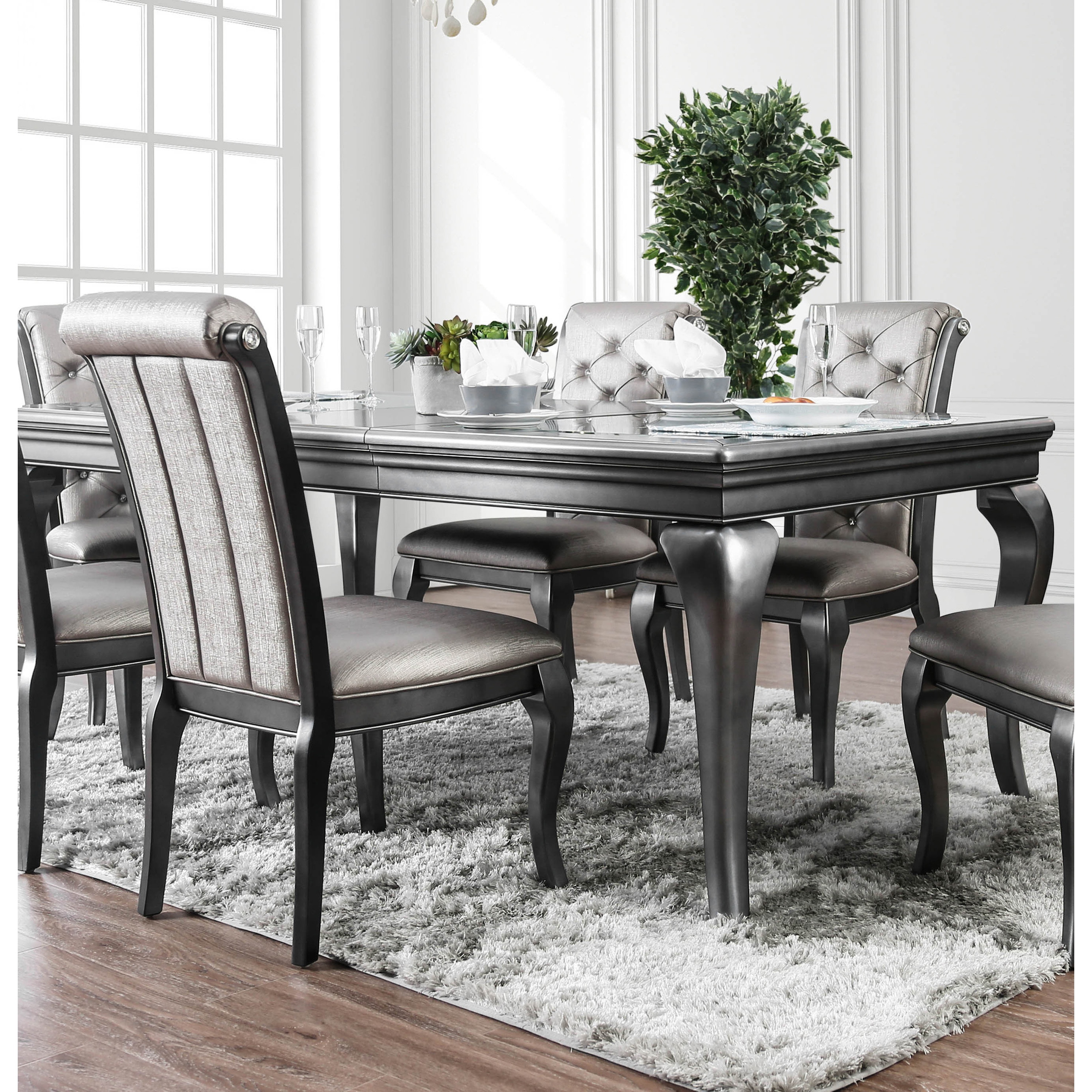 Furniture of America Tily Glam Grey 8-inch Solid Wood Dining Table