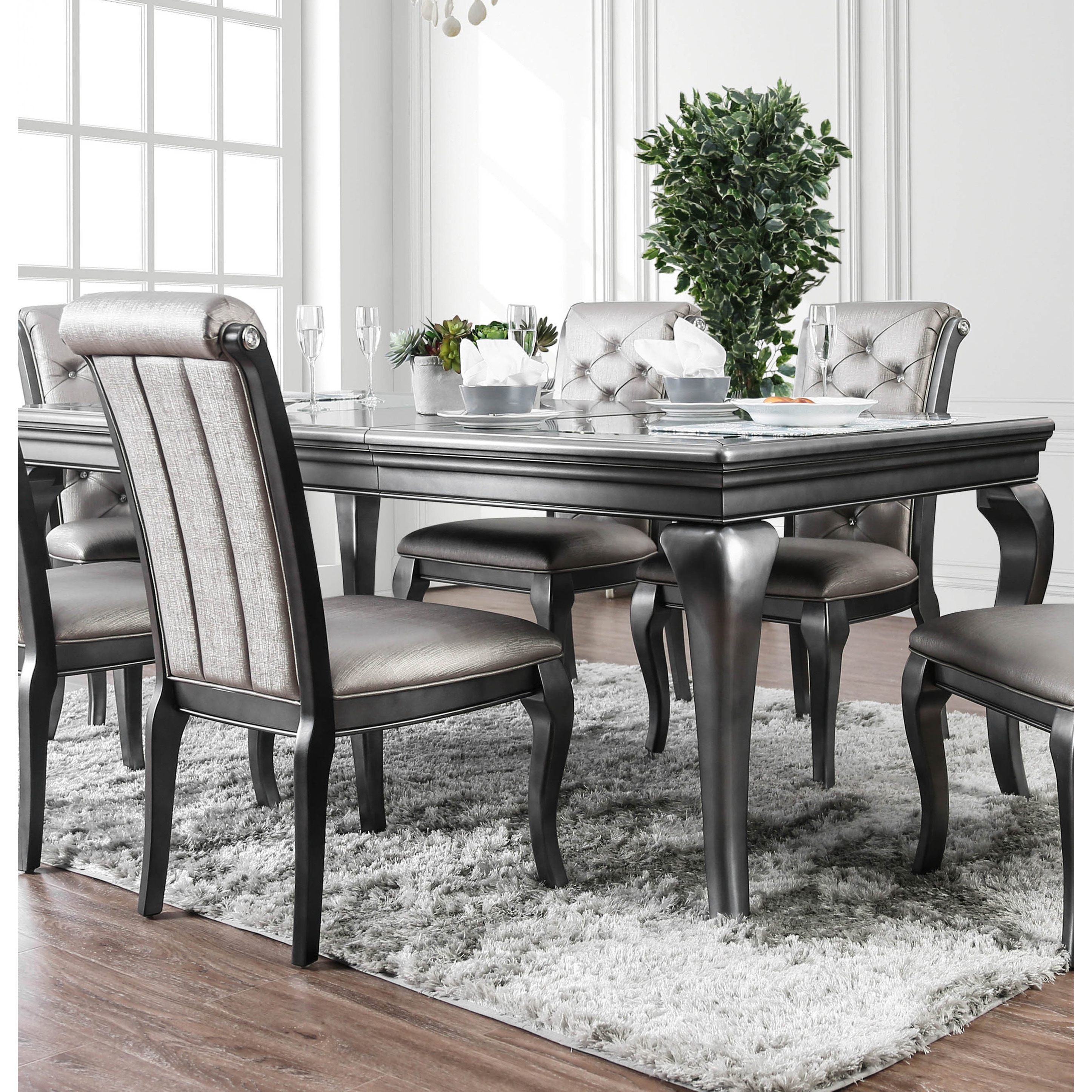 Furniture Of America Tily Glam Grey 84 Inch Solid Wood Dining Table Overstock 21177714