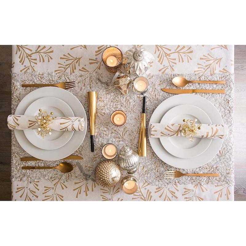 Design Imports Silver Christmas Collage Kitchen Tablecloth (84 Inch Wide x 60 Inch Long)