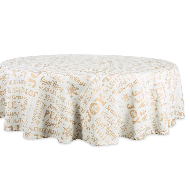Design Imports Silver Christmas Collage Kitchen Tablecloth (84 Inch Wide x 60 Inch Long)