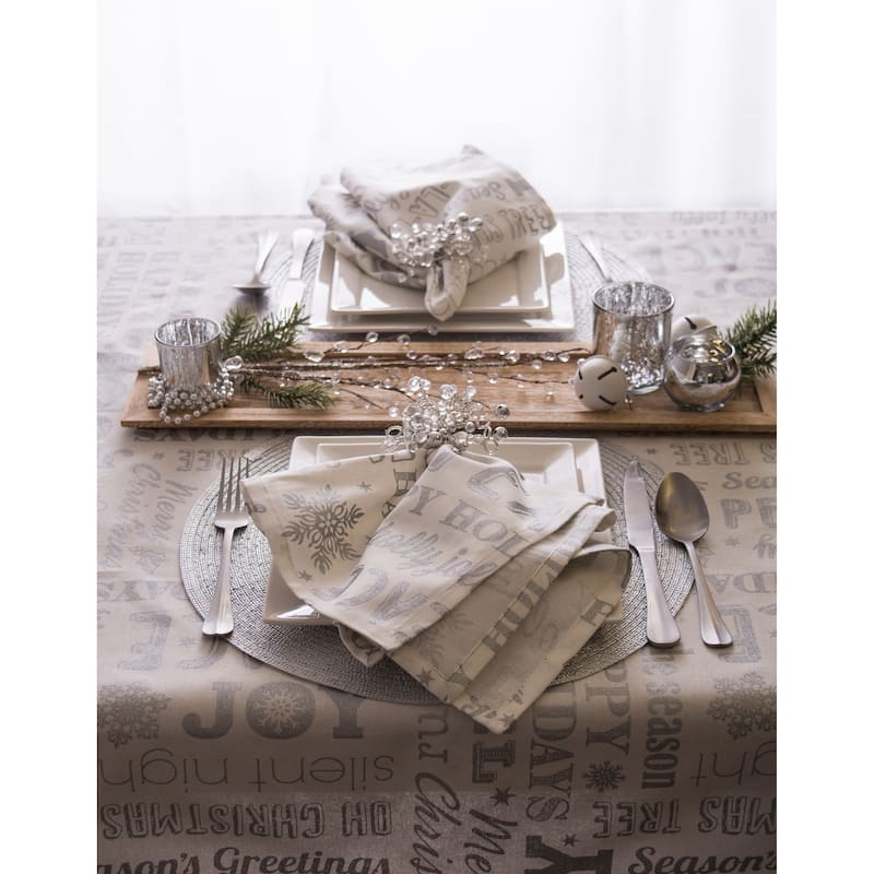Design Imports Silver Christmas Collage Kitchen Tablecloth (84 Inch Wide x 60 Inch Long)