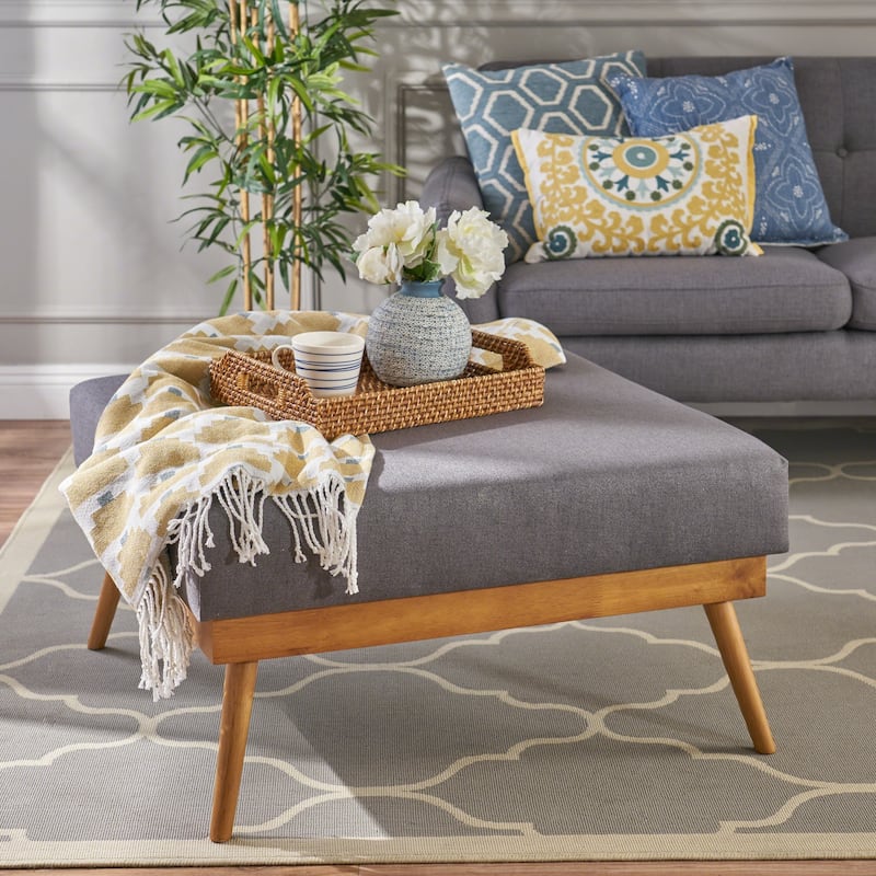 Elijah Mid Century Fabric Ottoman by Christopher Knight Home