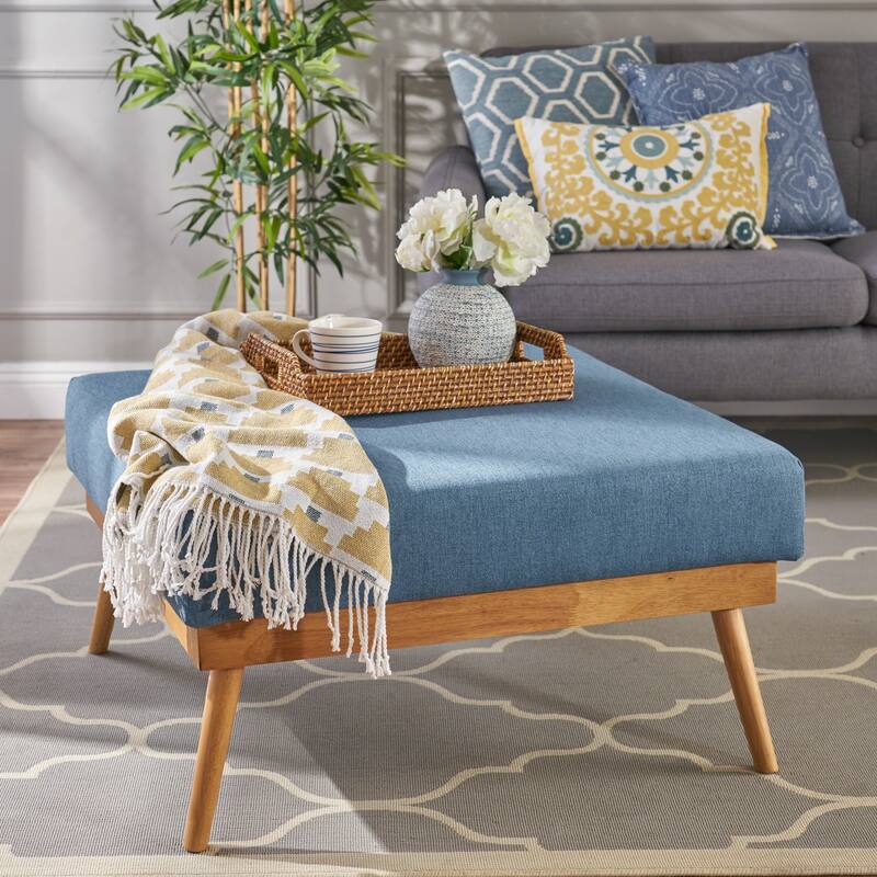 Elijah Mid Century Fabric Ottoman by Christopher Knight Home