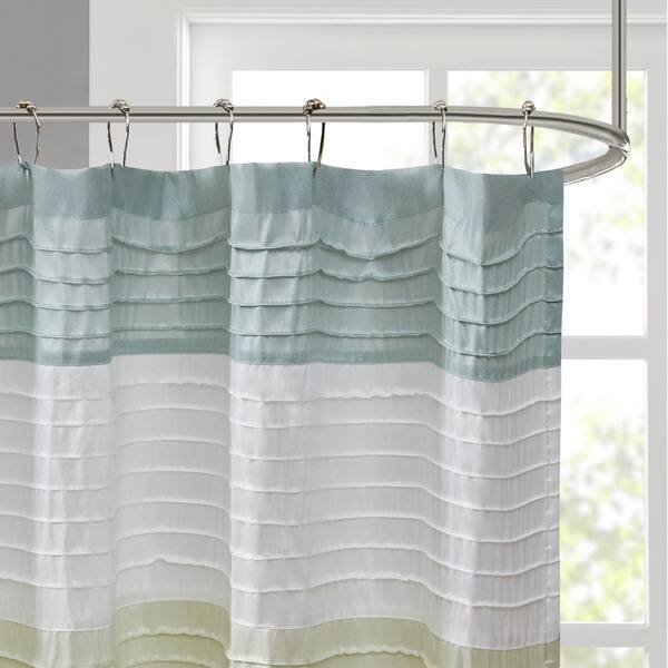 Shop Madison Park Chester Pieced Faux Silk Shower Curtain Free