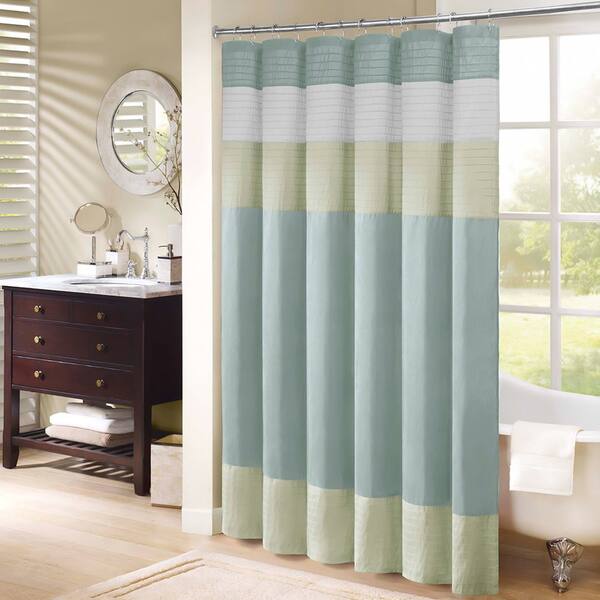 Shop Madison Park Chester Pieced Faux Silk Shower Curtain Free