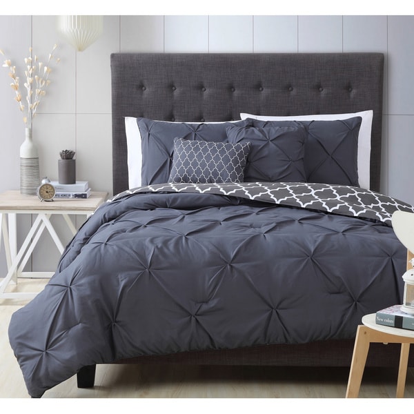 Madrid Pintuck Reversible Comforter Set with Throw Pillows