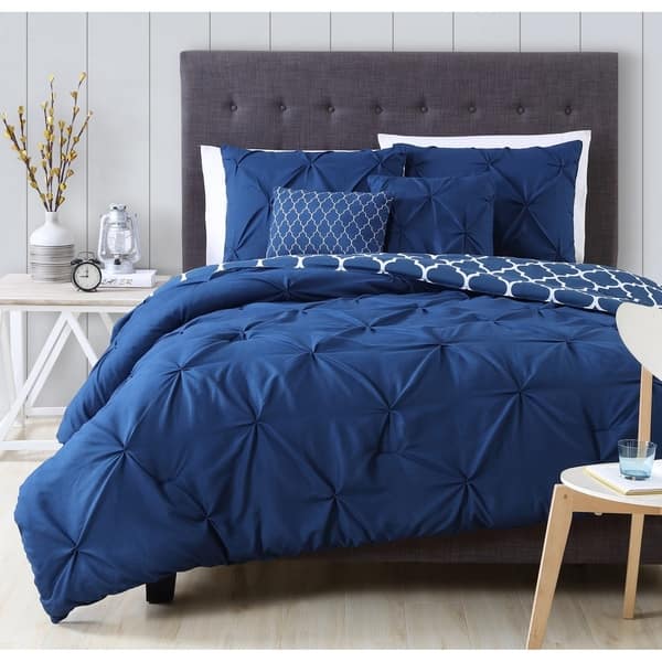 Shop Madrid Pintuck Reversible Comforter Set With Throw Pillows