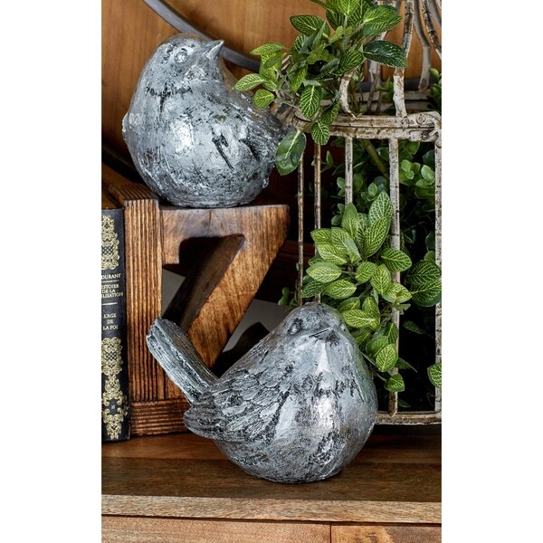 The Gray Barn Joyful Stream Polystone Gold Bird 8-inch, 6-inch (Set of 2)