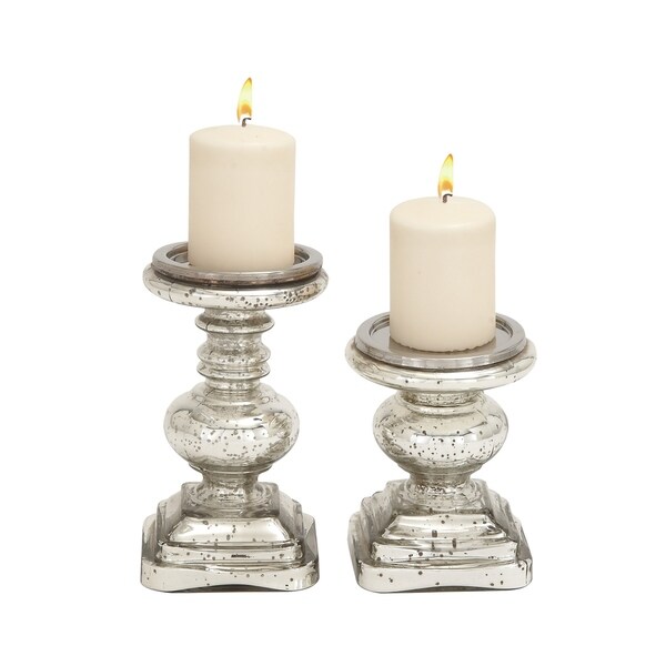 The Gray Barn Joyful Stream Silver-colored Glass Candle Holders