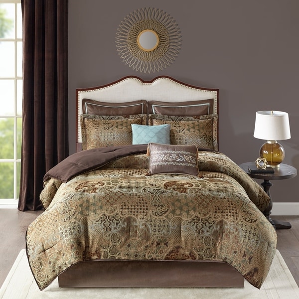Madison Park Wyeth Spa 8 Piece Chenille Jacquard Comforter Set