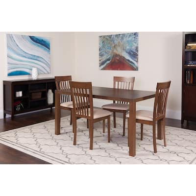 Fulton Walnut Wood Finish 5-Piece Dining Set