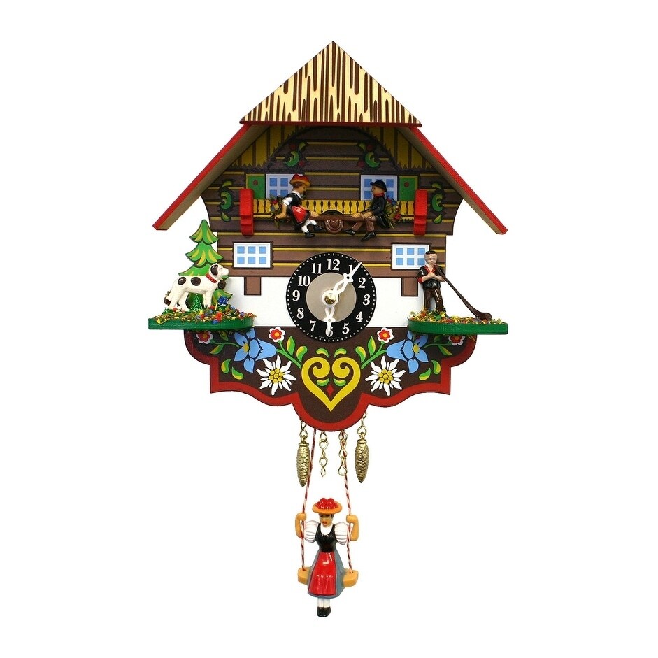 White Birdhouse with Red Bird Balvi Cuckoo Clock Minimalist Modern Design