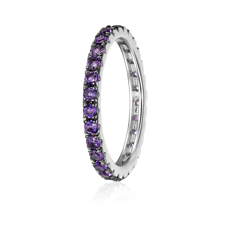 Sterling Silver African Amethyst Eternity Band Ring
