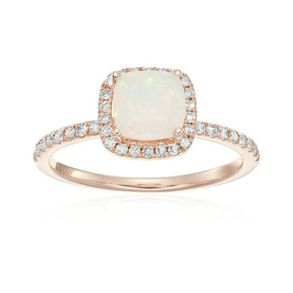 Shop Pinctore 10k Rose Gold Ethiopian  Opal and Diamond 