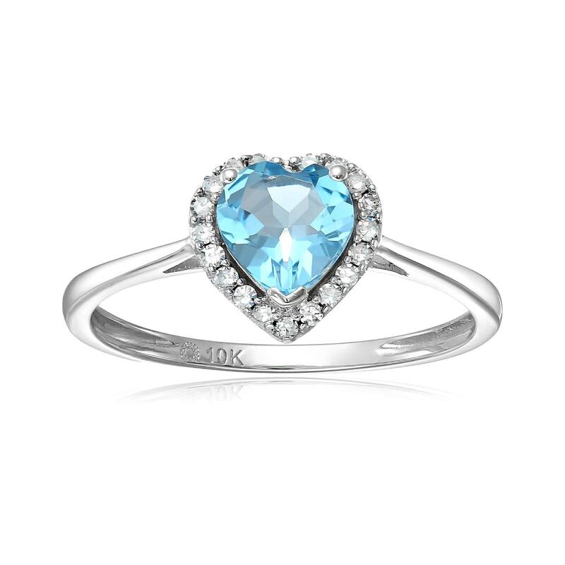 10k White Gold Swiss Blue TPZ & Diamond Solitaire Ring