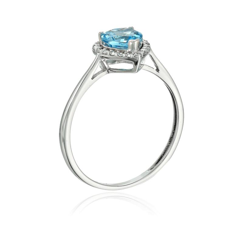 10k White Gold Swiss Blue TPZ & Diamond Solitaire Ring