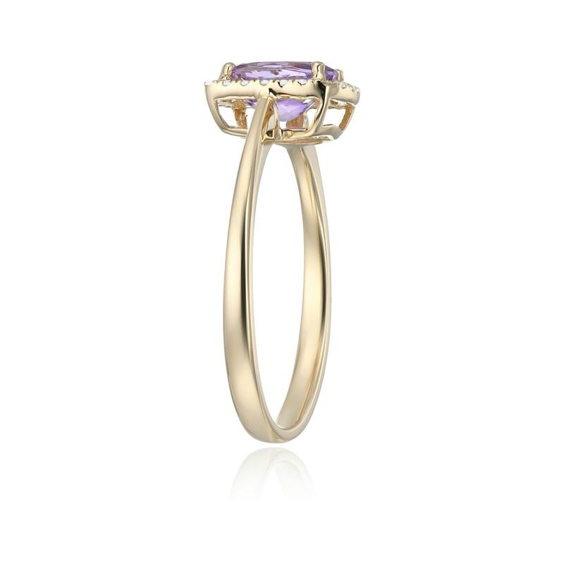 10k Yellow Gold African Amethyst & Diamond Ring