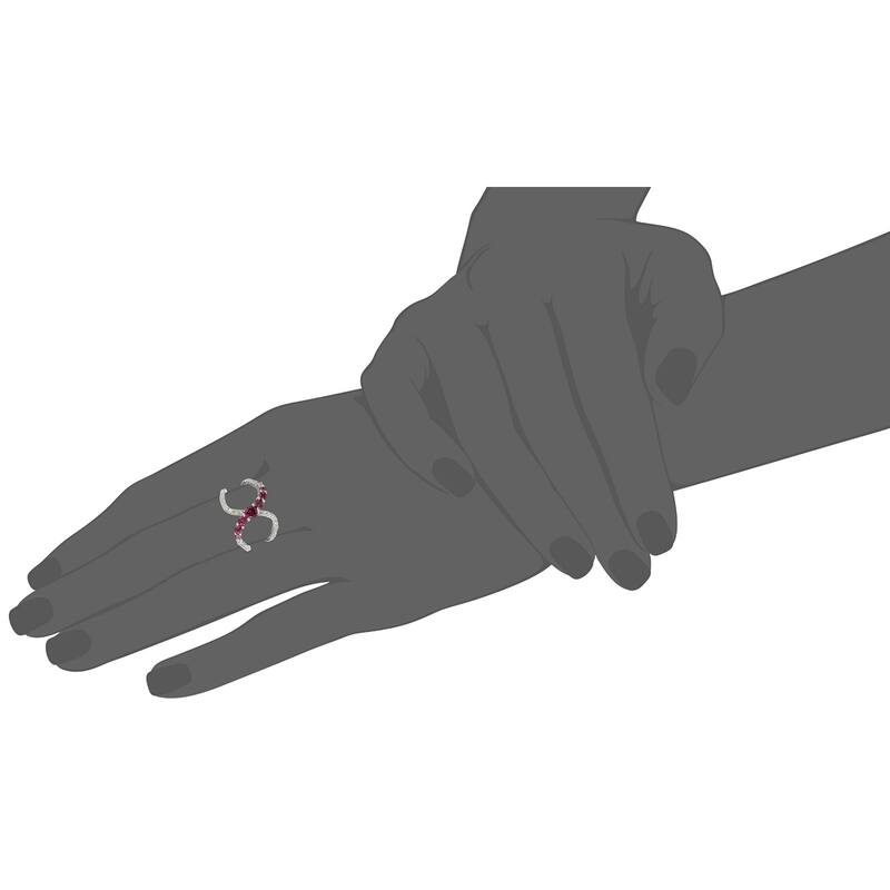 Sterling Silver Rhodolite and Created White Sapphire Ring