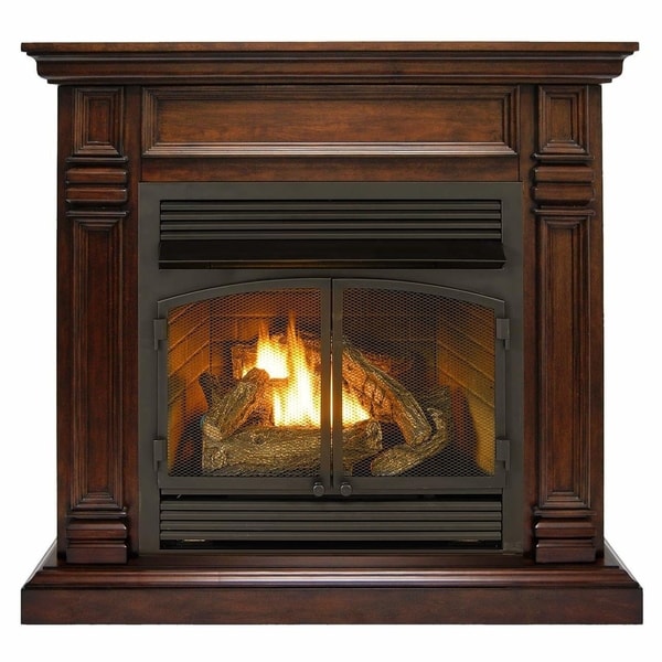 Duluth Forge Dual Fuel Ventless Fireplace - 32,000 BTU, Remote Control, Walnut Finish