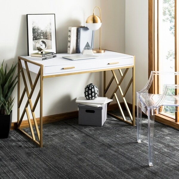 Safavieh Elaine White/ Gold 1-drawer Desk