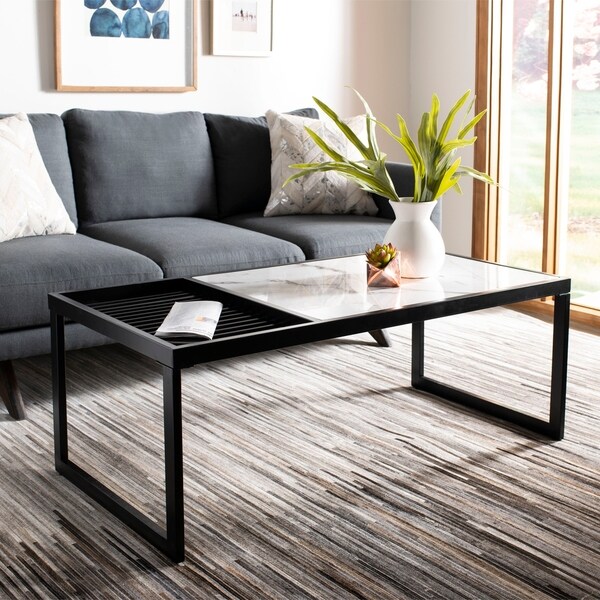 Shop Safavieh Zuri White/ Black Coffee Table Free Shipping Today