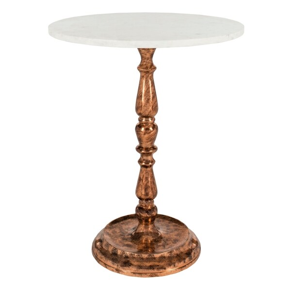 Safavieh Kiona Antique Copper/ White Marble Top Accent Table - 20" x 20" x 24"