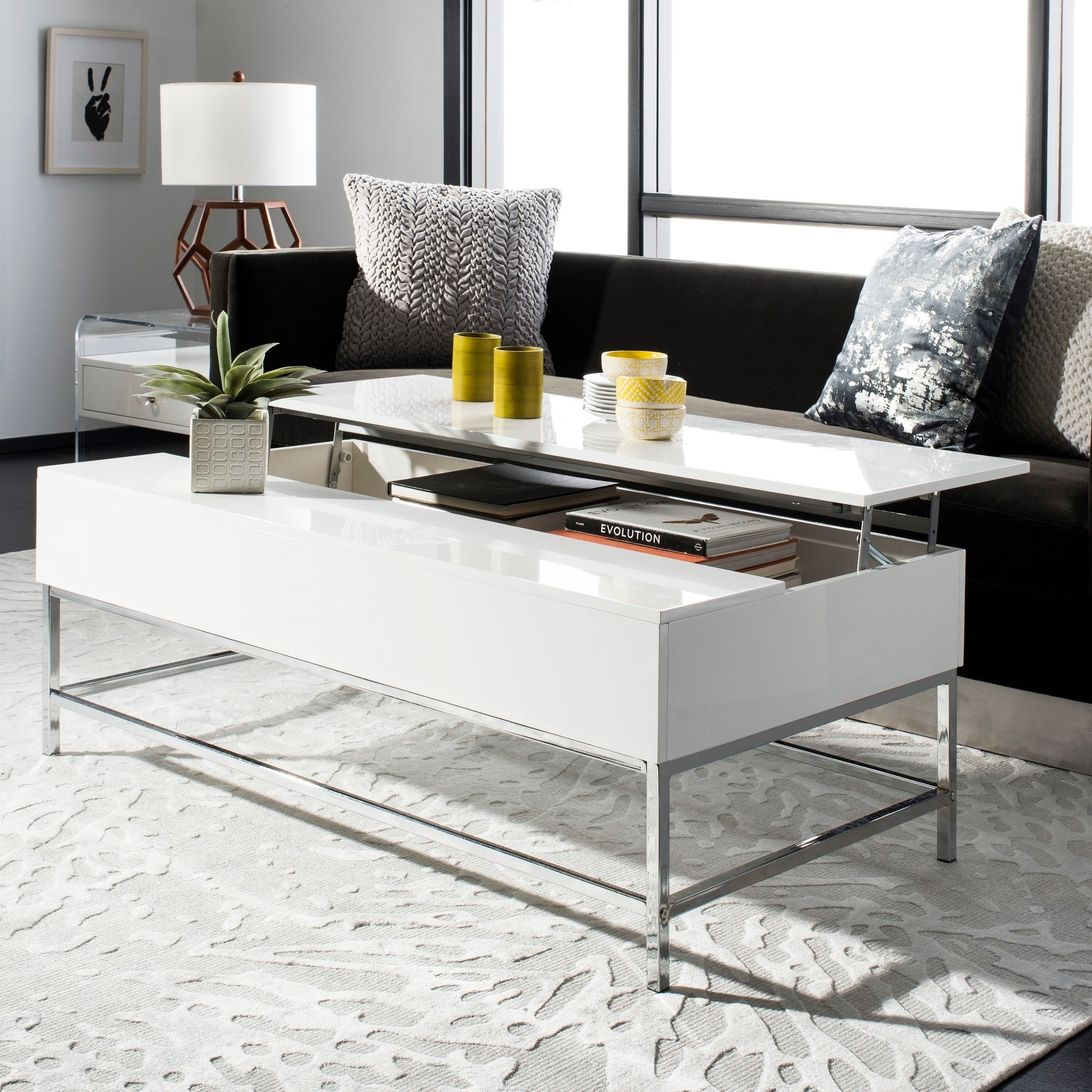 White Lift Top Coffee Table