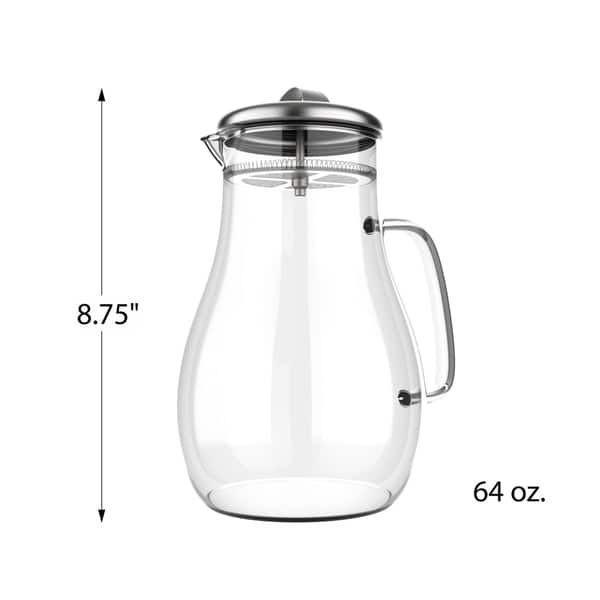 Gl Pitcher 64oz Carafe With Stainless Steel Filter Lid Gl Pitcher 64oz Carafe With