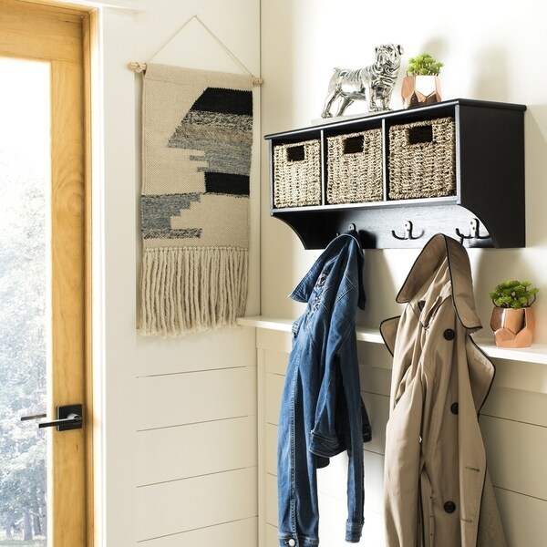 Safavieh Finley Black Hanging 3-basket Wall Rack - 28" x 7.8" x 12"