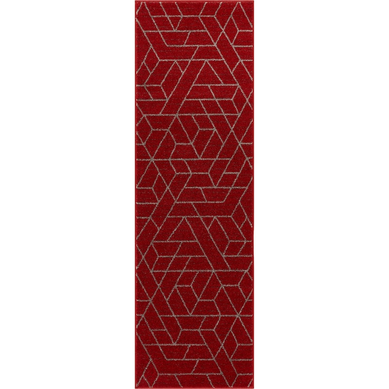 Well Woven Modern Geometric Shapes Runner Rug